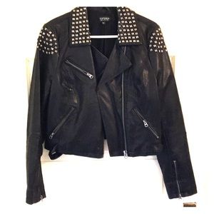 Faux leather moto jacket